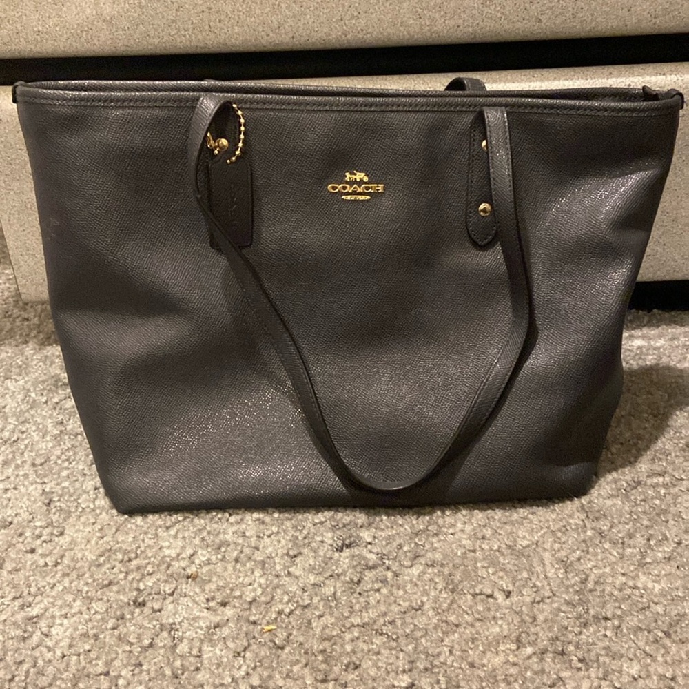 Navy blue coach tote bag